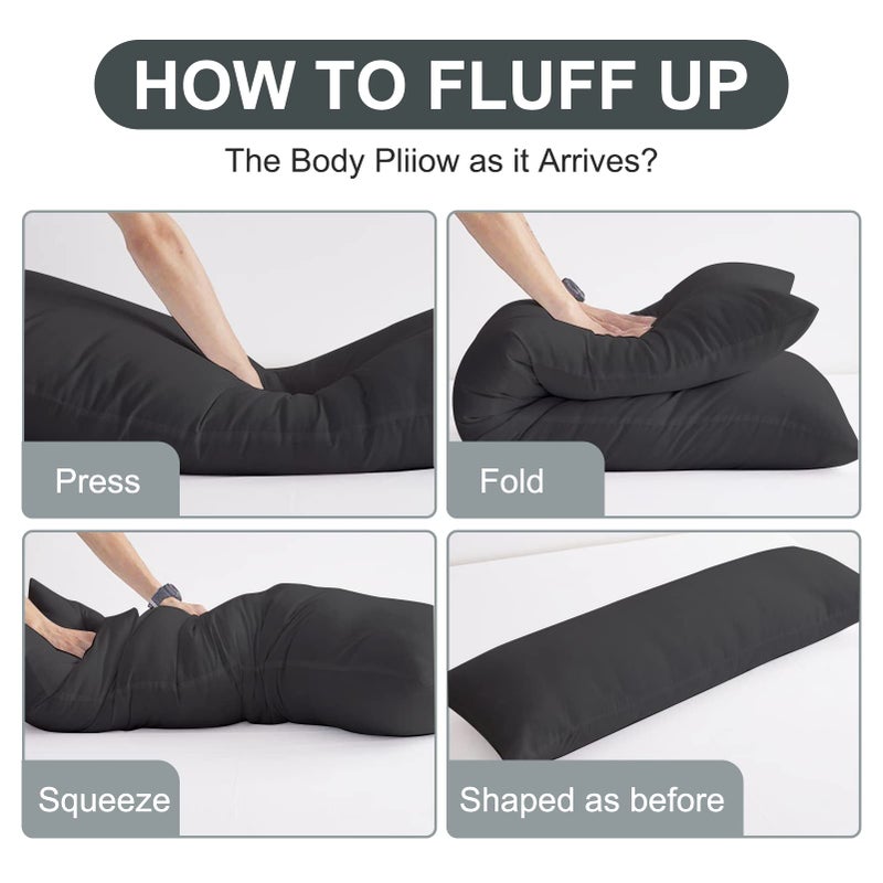 DOWNCOOL Large Body Pillow Insert- Breathable Full Body Pillow for Side Sleeper - Soft Long Bed Pillow for Adults - 20 x 54 inch ï¼ˆBlackï¼‰ - Image 4