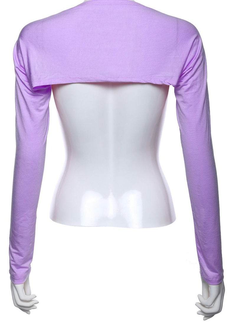 Loquat Women's Muslim Stretch Ragjan Sleeve Shawl Islamic One Piece Shoulder Sleeve Arm Cover Lavender Purple 
