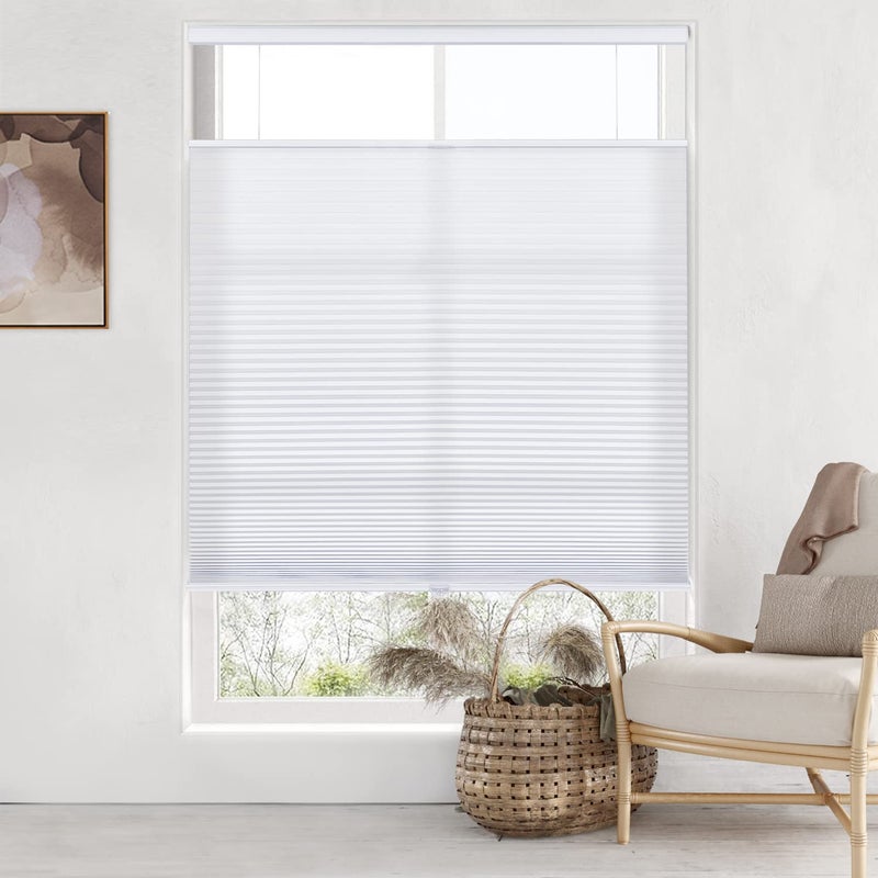 LazBlinds LazBlinds Top Down Bottom Up TDBU Cordless Cellular Shades Light Filtering Honeycomb Shades Thermal Insulation Noise Reduction Blinds for Windows 36 W x 64 H White