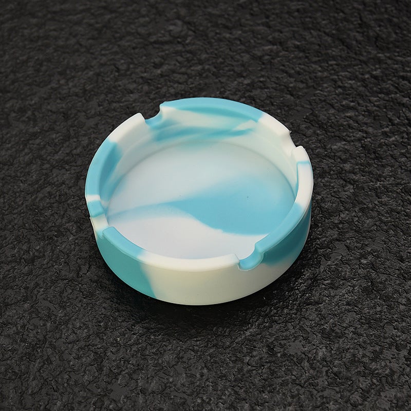 Creative Round Household Portable Ashtray Marble Stripe Camouflage Luminous Fluorescent White Cigarette Silicone Ashtray - Image 1