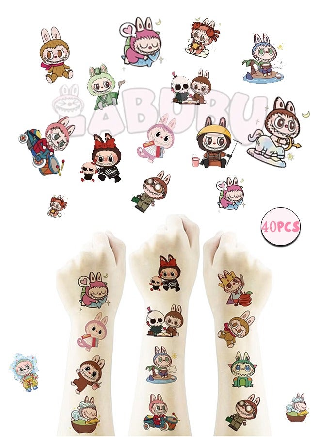 Generic 40pcs Sheets Labubu Temporary Tattoos for Kids, Cartoon Labubu Birthday Party Favors Gifts for Girl Boys Home Activity Class Prizes Carnival  - Image 1