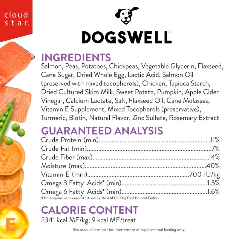 DOGSWELL Skin & Coat Soft & Chewy Dog Treats, Salmon, 14 oz. Bag - Image 2