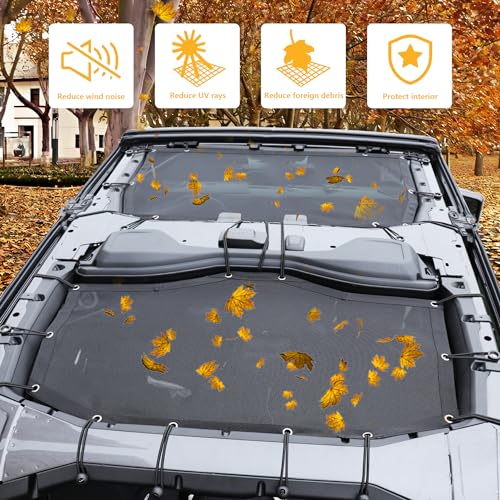 RERPRO Sunshade Compatible with 2024 2025 Jeep Wrangler JL 4 Door 4XE Hard Top Accessories Front Rear Sun Shade Soft Mesh Top Bimini Roof Bikini Cover, Keep Airbag Function, Front Rear Door Black - Image 4