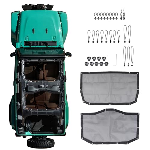 RERPRO Sunshade Compatible with 2024 2025 Jeep Wrangler JL 4 Door 4XE Hard Top Accessories Front Rear Sun Shade Soft Mesh Top Bimini Roof Bikini Cover, Keep Airbag Function, Front Rear Door Black - Image 1