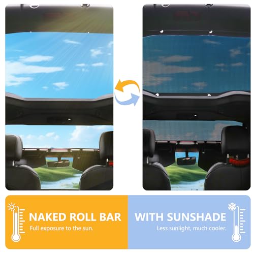 RERPRO Sunshade Compatible with 2024 2025 Jeep Wrangler JL 4 Door 4XE Hard Top Accessories Front Rear Sun Shade Soft Mesh Top Bimini Roof Bikini Cover, Keep Airbag Function, Front Rear Door Black - Image 3
