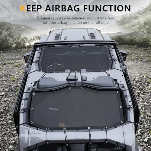 RERPRO Sunshade Compatible with 2024 2025 Jeep Wrangler JL 4 Door 4XE Hard Top Accessories Front Rear Sun Shade Soft Mesh Top Bimini Roof Bikini Cover, Keep Airbag Function, Front Rear Door Black - Image 2