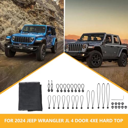 RERPRO Sunshade Compatible with 2024 2025 Jeep Wrangler JL 4 Door 4XE Hard Top Accessories Front Rear Sun Shade Soft Mesh Top Bimini Roof Bikini Cover, Keep Airbag Function, Front Rear Door Black - Image 5