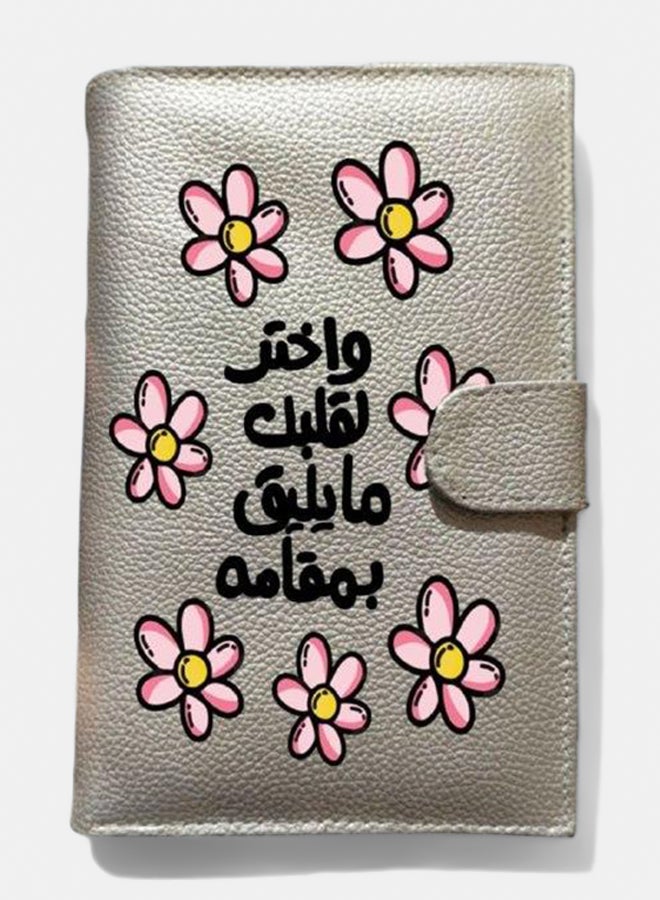 محفظة جلدية نسائية - جلد صناعي - فضي - طباعة على جانب واحد - Image 1
