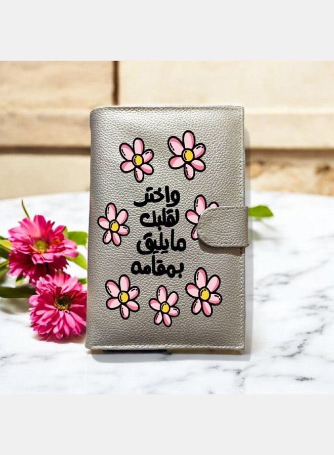 محفظة جلدية نسائية - جلد صناعي - فضي - طباعة على جانب واحد - Image 2