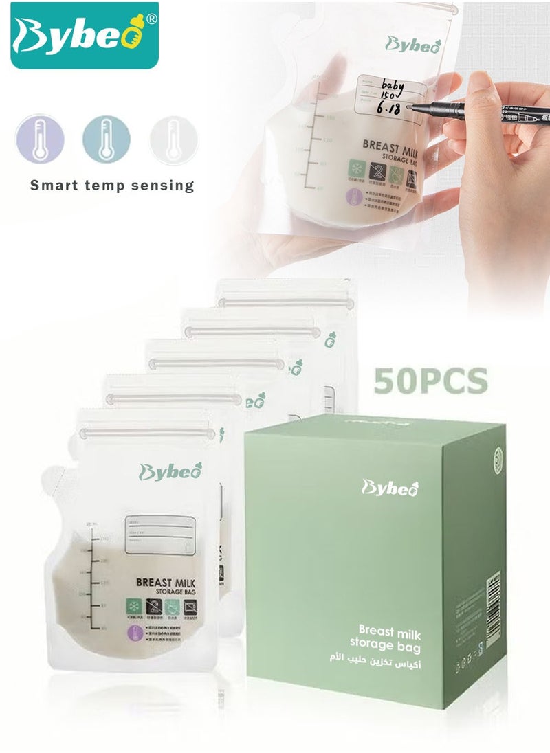 Bybeo - 50 Counts Pack Milk Storage Bags Self Standing BPA Free And Leak Proof 8oz/200ML - Image 1