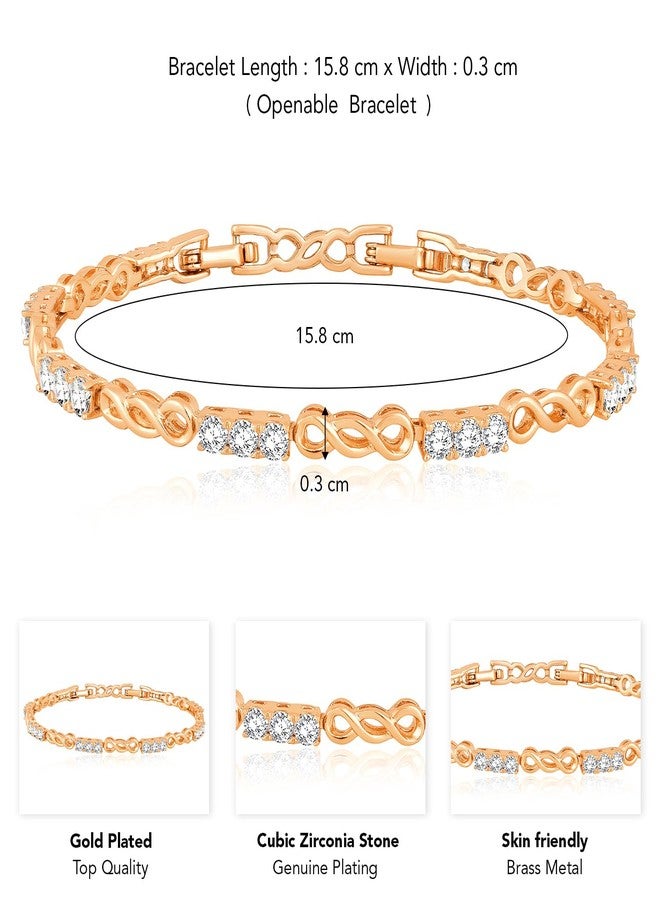 Peora Gold Plated Cubic Zirconia Studded Openable Bracelet Fancy Contemporary Stylish Fashion Jewellery for Girls & Women - Image 4