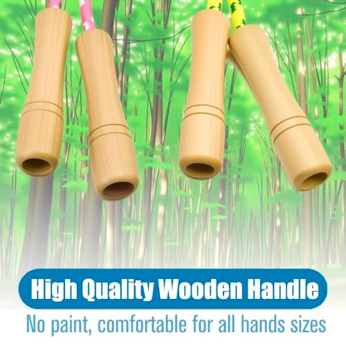 Homello Jump Rope for Kids - Wooden Handle - Adjustable Cotton Braided Fitness Skipping Rope for Toddler Fitness Workout Exercise Outdoor Activity (Green+Blue) - Image 5