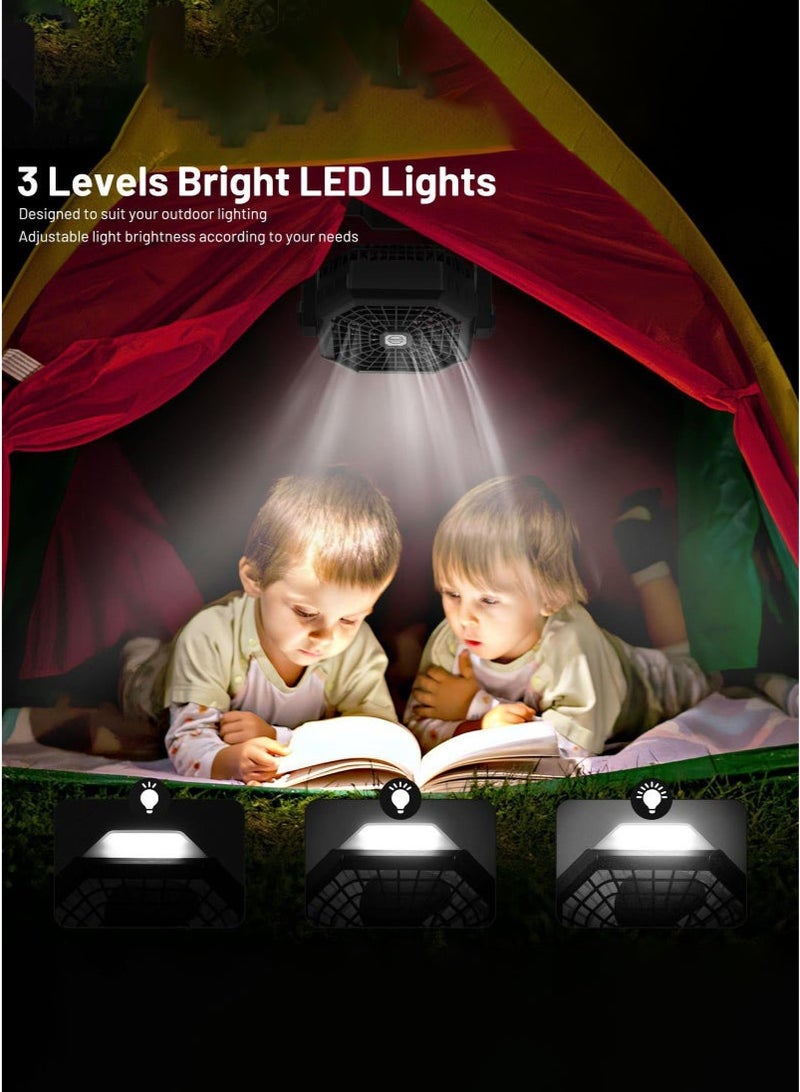 عربست مروحة تخييم قابلة لإعادة الشحن ، مروحة تخييم محمولة تعمل بالبطارية 10400 مللي أمبير في الساعة للخيمة ، مروحة تخييم صامتة USB قابلة للتعليق مع فانوس LED ، لصيد الأسماك ، التخييم ، غرفة النوم ، مكان العمل - Image 5