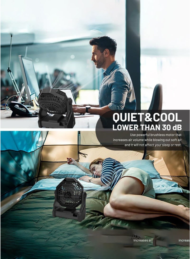 عربست مروحة تخييم قابلة لإعادة الشحن ، مروحة تخييم محمولة تعمل بالبطارية 10400 مللي أمبير في الساعة للخيمة ، مروحة تخييم صامتة USB قابلة للتعليق مع فانوس LED ، لصيد الأسماك ، التخييم ، غرفة النوم ، مكان العمل - Image 4