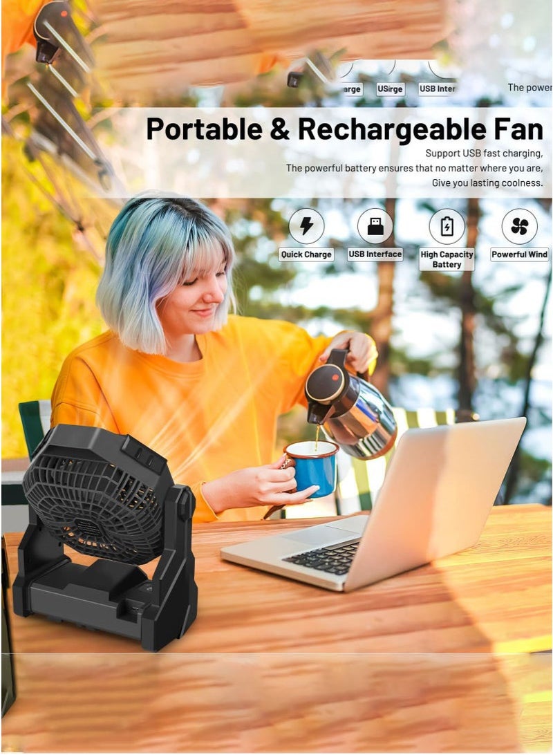 عربست مروحة تخييم قابلة لإعادة الشحن ، مروحة تخييم محمولة تعمل بالبطارية 10400 مللي أمبير في الساعة للخيمة ، مروحة تخييم صامتة USB قابلة للتعليق مع فانوس LED ، لصيد الأسماك ، التخييم ، غرفة النوم ، مكان العمل - Image 2