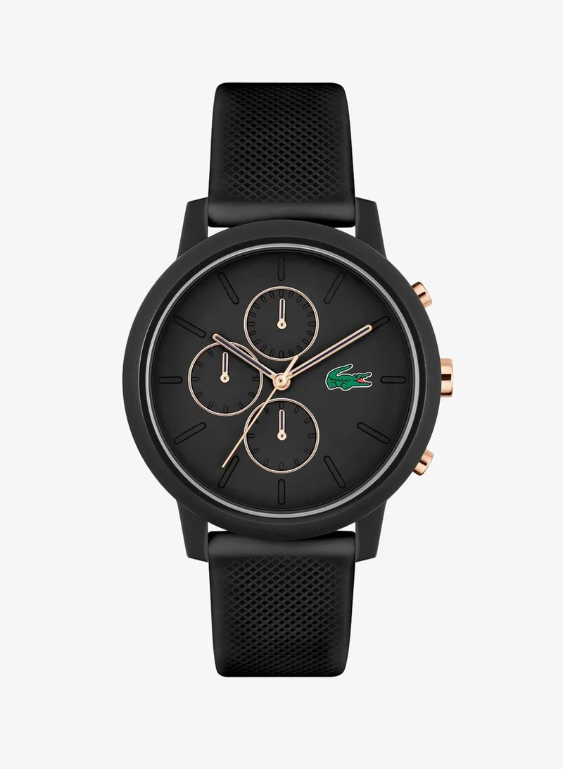 Lacoste 12.12 Chrono Collection Chronograph Quartz Watch For Men With Black Silicone Bracelet - 2011247