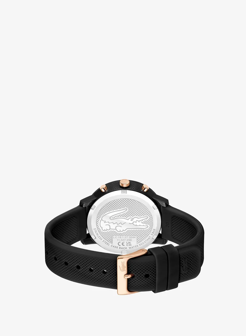 Lacoste 12.12 Chrono Collection Chronograph Quartz Watch For Men With Black Silicone Bracelet - 2011247