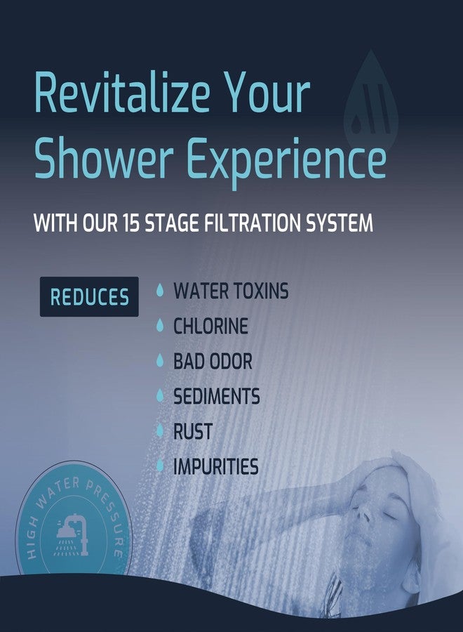 Mist Filtered Shower Head Attachment, High Output, 15 stage Shower Filter for Hard Water, Improves the Condition of Skin & Hair - Water Softener (1 Replacement Filter) Chrome - Image 4
