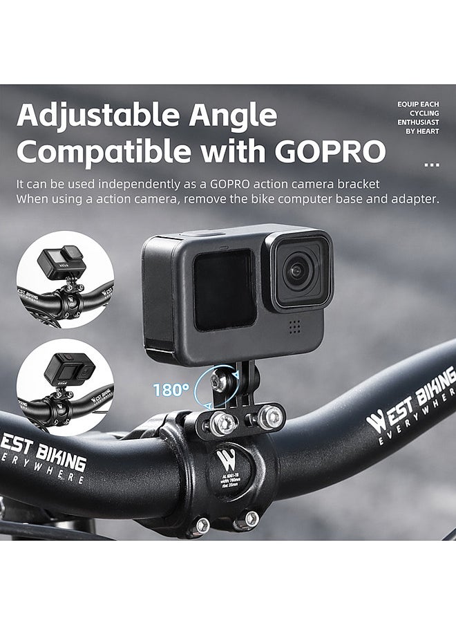 WEST BIKING - Bicycle Speedometer Stem Mount Holder Bicycle Handlebar CycleComputer Holder Bike Mileometer Sports Camera Bracket 180 Degree Adjustable Bike Speedometer Rack - Image 1