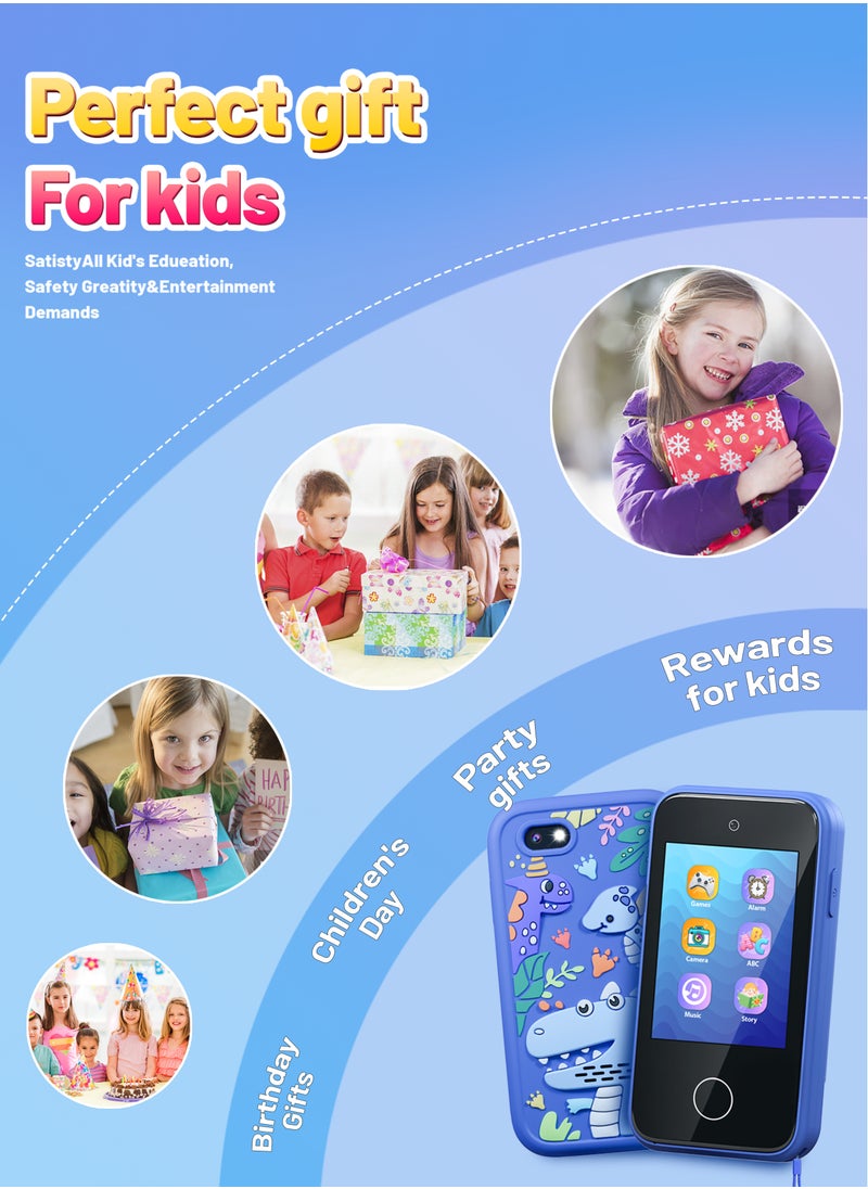 Garlo - ERTYU Kids Smart Phone Toys for Boys Ages 3-7 with Dual Camera - Toddler Phone Toys with Learning Games, Travel Toys with MP3 Music Player for Birthday Gifts for 3 4 5 6 7 Year Old Kids (Blue1) - Image 1