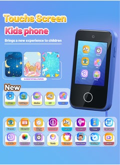 Garlo ERTYU Kids Smart Phone Toys for Boys Ages 3-7 with Dual Camera - Toddler Phone Toys with Learning Games, Travel Toys with MP3 Music Player for Birthday Gifts for 3 4 5 6 7 Year Old Kids (Blue1)  - Image 2