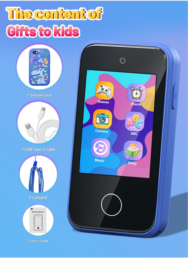 Garlo - ERTYU Kids Smart Phone Toys for Boys Ages 3-7 with Dual Camera - Toddler Phone Toys with Learning Games, Travel Toys with MP3 Music Player for Birthday Gifts for 3 4 5 6 7 Year Old Kids (Blue1) - Image 1