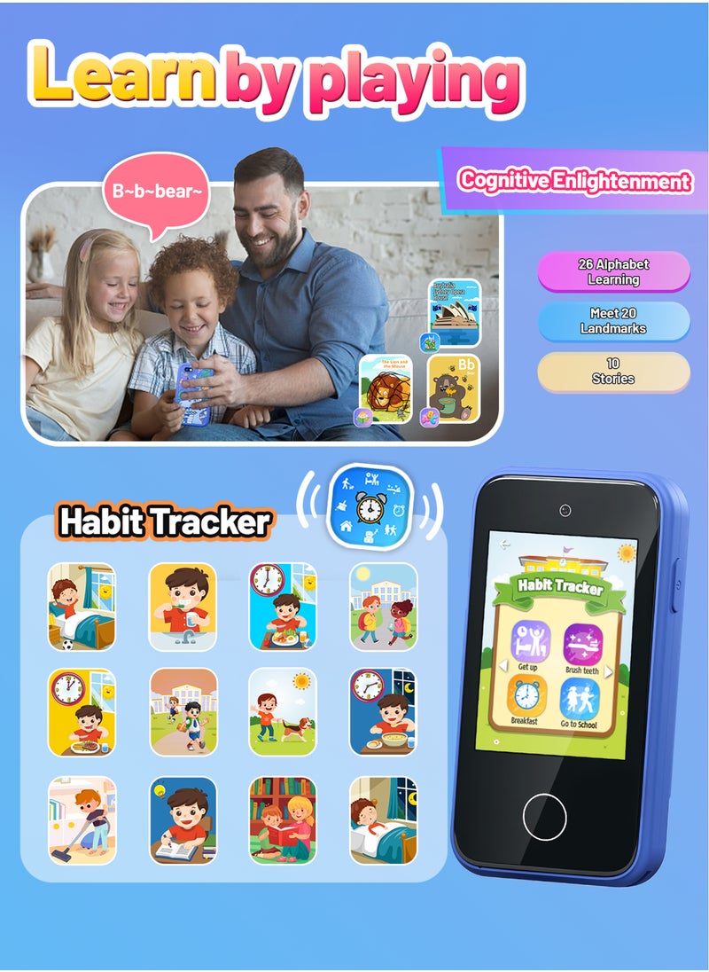 Garlo ERTYU Kids Smart Phone Toys for Boys Ages 3-7 with Dual Camera - Toddler Phone Toys with Learning Games, Travel Toys with MP3 Music Player for Birthday Gifts for 3 4 5 6 7 Year Old Kids (Blue1)  - Image 5
