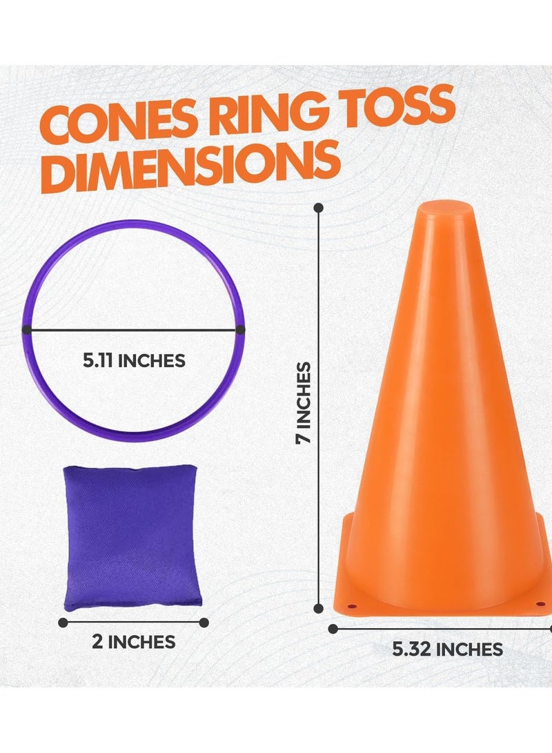 31 Pcs Plastic Cones and Rings Games Ring Toss Games for Adults, Carnival Games for Kids, Bean Bag for Kids Games Birthday Party, Yard Games, Sports & Outdoor Games for Family Party  - Image 3