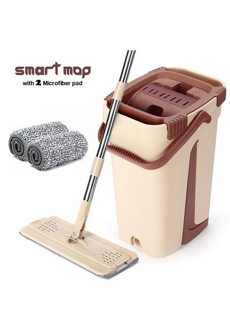 Generic - Self Wash Cleaning Double Sided Flat Mop(Bucket + Mop Handle 2PC Mop Pads) - Image 1