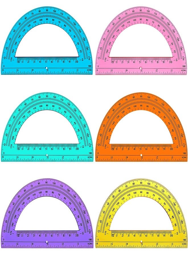 Zonon 12 Pieces Protractors Bulk Plastic 180 Degrees 6 Inch Translucent Protractors for Geometry, Angle Measurement, Students School Supplies - Image 1