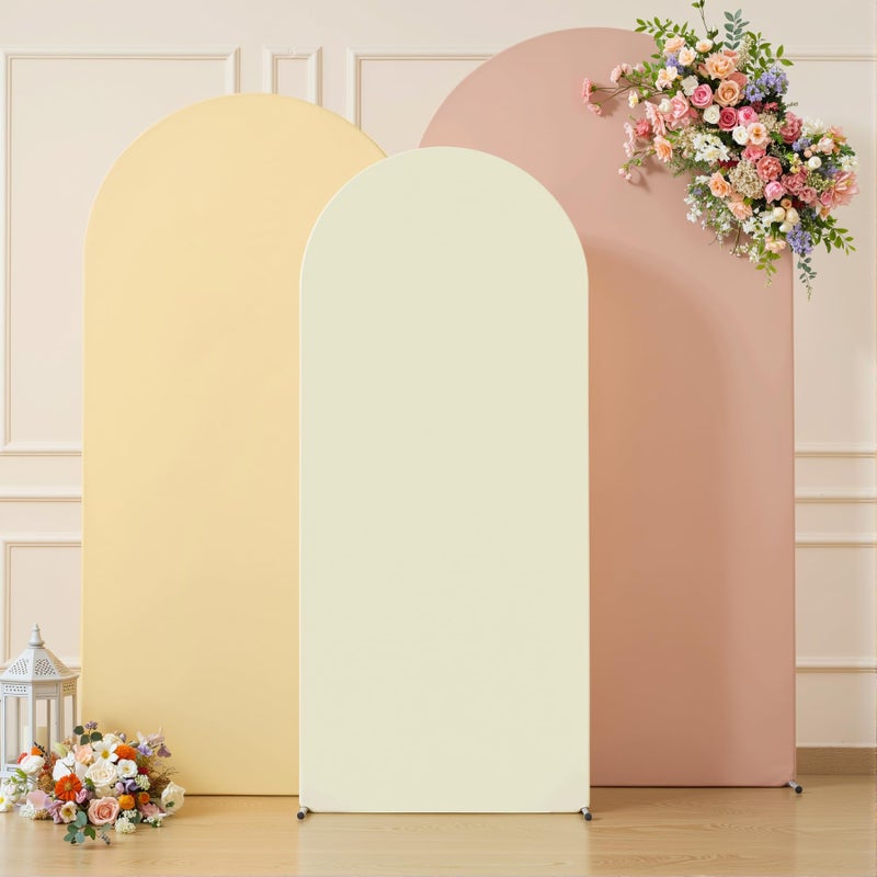 Suppromo Ivory Arch Backdrop Cover 3 Set-7.2FT, 6.6FT, 6FT Spandex Fitted Wedding Arch Stand Covers for Baby Shower Birthday Party Bridal Shower Wedding Photo Balloon Arch Stand Background Decorations - Image 4