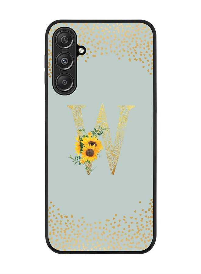Stylizedd Rugged Black Edge case for Samsung Galaxy M34 5G Case Cover - Custom Monogram Initial Letter Mandala Floral Pattern Alphabet - W (Light Grey) - Image 1