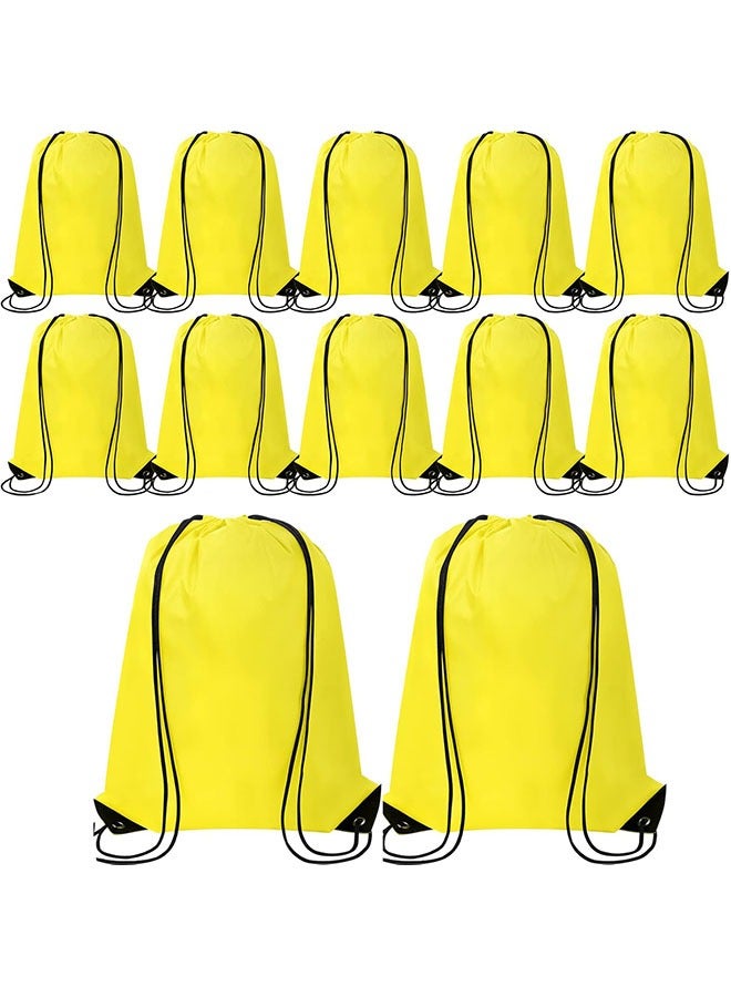 Arabest 12PCS Drawstring Bakpack, Bulk String Backpack Drawstring Bags,Sport Gym Cinch Bag for School Travel DIY Gifts,34x42cm,Yellow - Image 1
