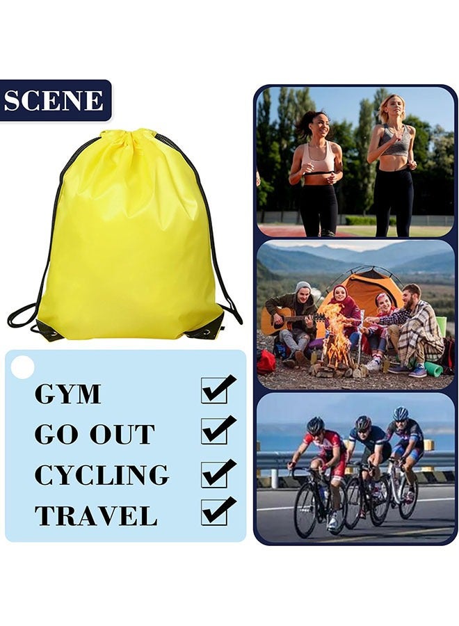 Arabest 12PCS Drawstring Bakpack, Bulk String Backpack Drawstring Bags,Sport Gym Cinch Bag for School Travel DIY Gifts,34x42cm,Yellow - Image 3