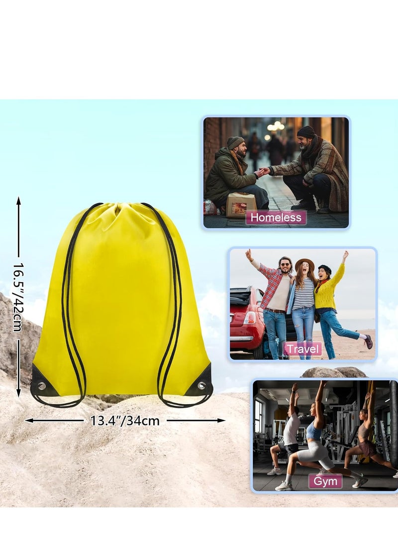 Arabest 12PCS Drawstring Bakpack, Bulk String Backpack Drawstring Bags,Sport Gym Cinch Bag for School Travel DIY Gifts,34x42cm,Yellow - Image 2