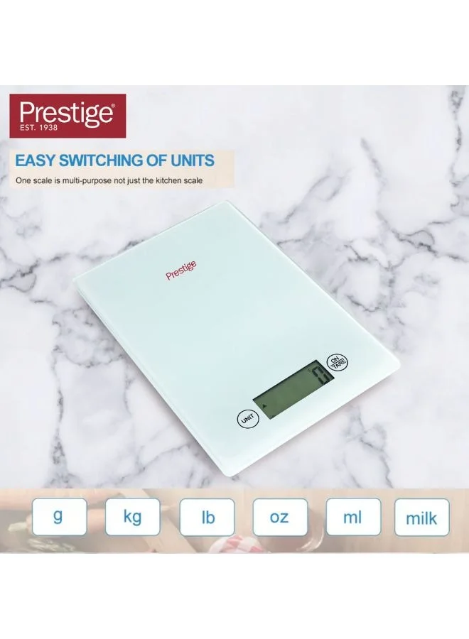 Prestige Prestige Digital Food Scale Multi-Functional Kitchen Scale and Baking Scale | Ultra Slim with Large LCD Display Premium Plastic and Glass Food Scales | 11lb/5kg with 0.1oz/1g - PR81005
