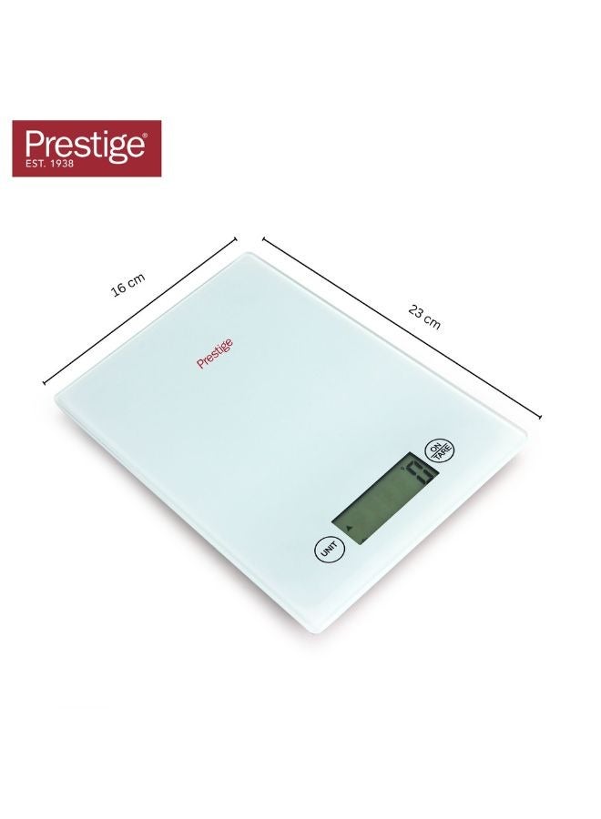 Prestige مقياس الطعام الرقمي بريستيج مقياس مطبخ متعدد الوظائف ومقياس خبز | نحيف للغاية مع شاشة LCD كبيرة مقاييس الطعام البلاستيكية والزجاجية الفاخرة | 11 رطل/5 كجم مع 0.1 أوقية/1 جرام - PR81005  - Image 4