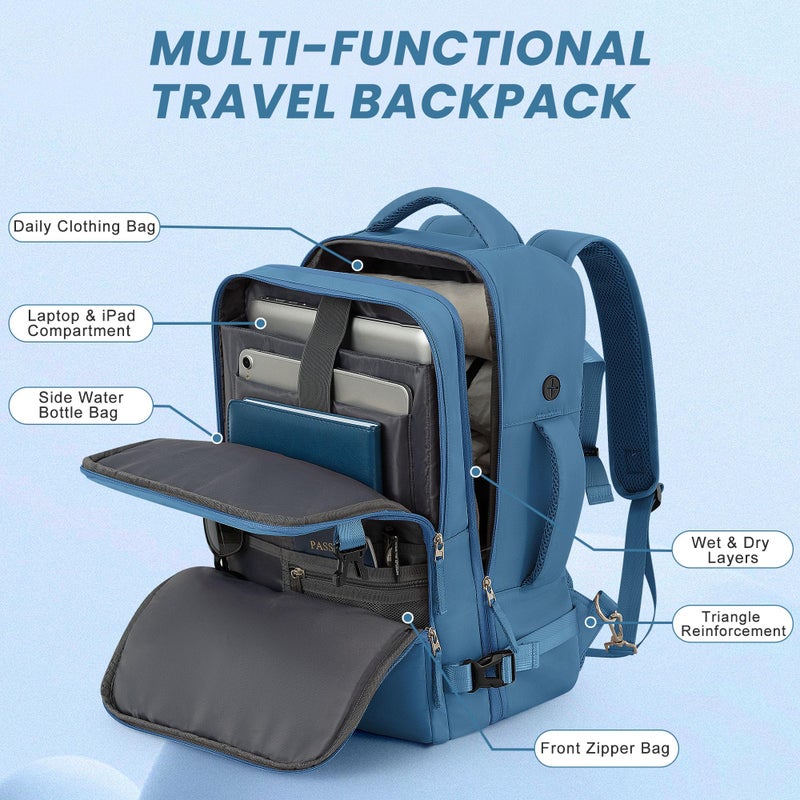 Sinaliy Travel laptop Backpack for Men Women, Personal Item Size Flight Approved, 16 Inch Laptop Bag with Multi-Pockets, College Computer Bag, Waterproof Carry On Backpack Casual Daypack Backpack - Image 4