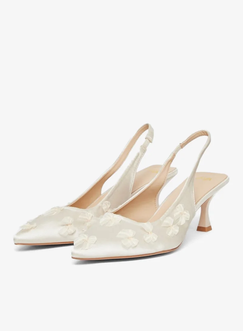 Styli Beige Floral Slingback Shoes