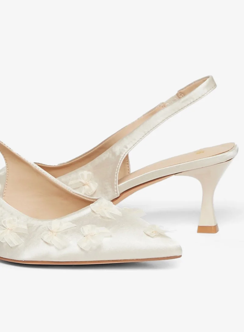 Styli Beige Floral Slingback Shoes