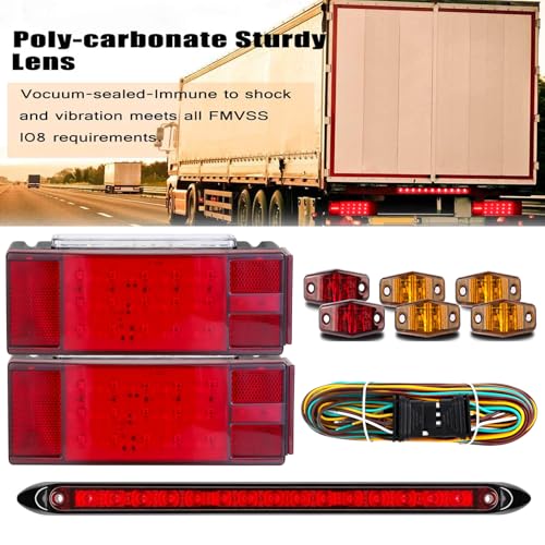 LIMICAR Boat Trailer Lights, IP68 Submersible LED Trailer Light Kit w/Wring Harness, LED Trailer Marker Lights, 13.7 inch 3rd Light Bar for Boat Truck RV - Image 2