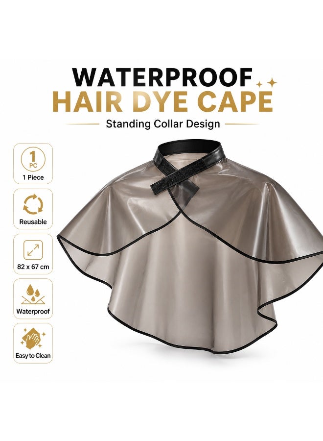 Waterproof Hair Dye Cape With Standing Collar, Thickened Reusable Salon Hair Coloring Shawl, 82 x 67 cm, 1 Piece - Image 1