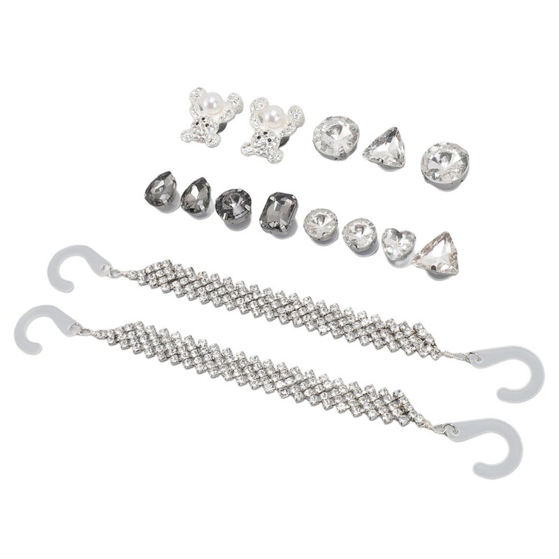 15Pcs Bling Shoe Accessories Plastic Alloy Sparkling Easy to Install Durable Hole Shoe Decorations for DIY Replacement - Image 3