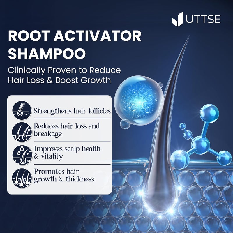 Uttse Root Activator Shampoo for Men: Hair Growth Shampoo for Hair Loss and Thinning Hair - 10.1 fl oz / 300 mL - Image 5