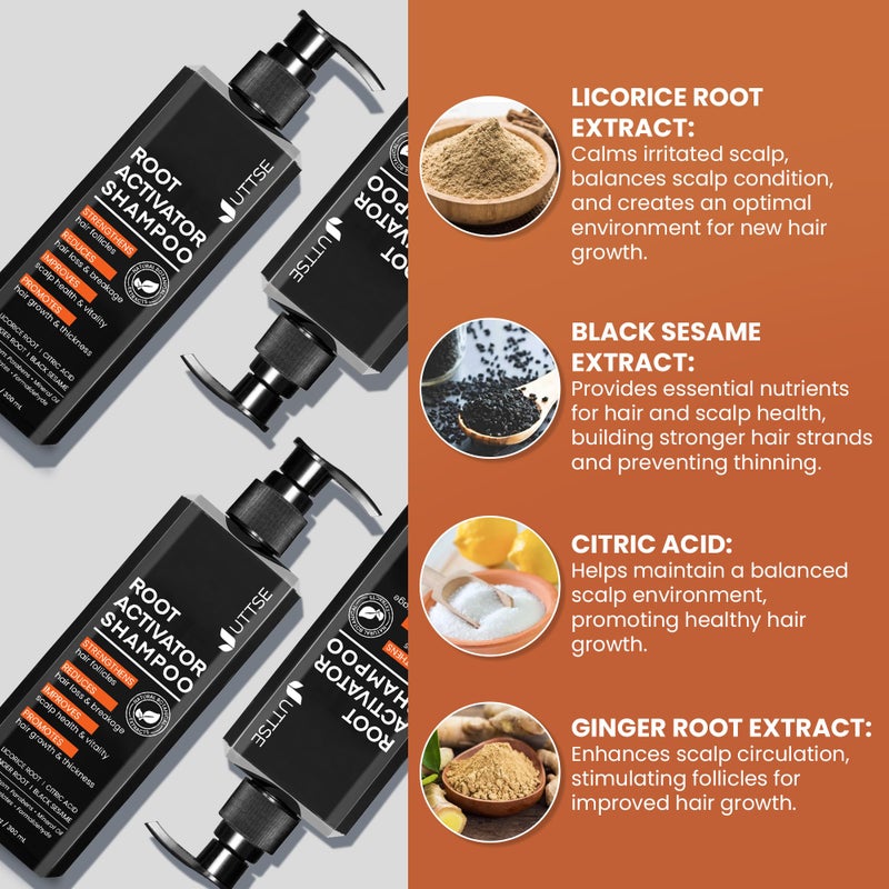 Uttse Root Activator Shampoo for Men: Hair Growth Shampoo for Hair Loss and Thinning Hair - 10.1 fl oz / 300 mL - Image 3