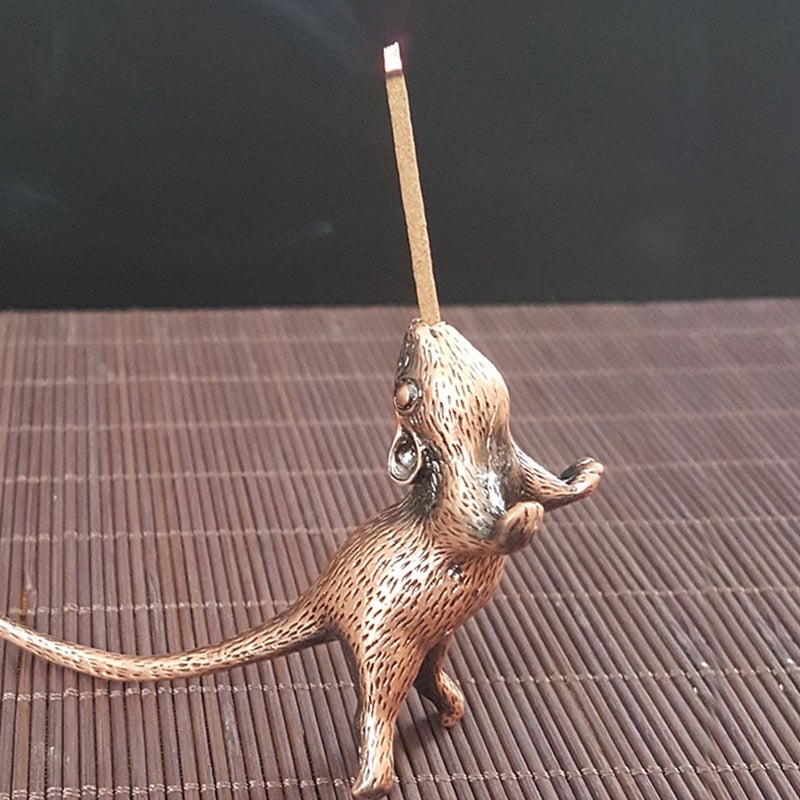 Mouse Shape Incense Holder Retro Animal Shape Incense Burner Household Incense Holder Mini Incense Stick Holder for Tearoom Teahouse (Brown) - Image 4
