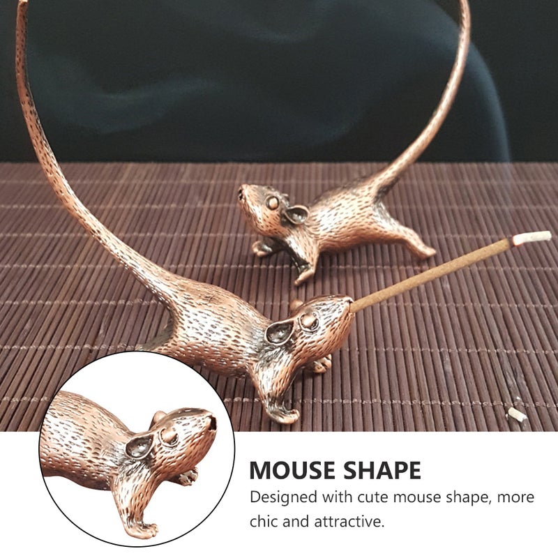 Mouse Shape Incense Holder Retro Animal Shape Incense Burner Household Incense Holder Mini Incense Stick Holder for Tearoom Teahouse (Brown) - Image 5
