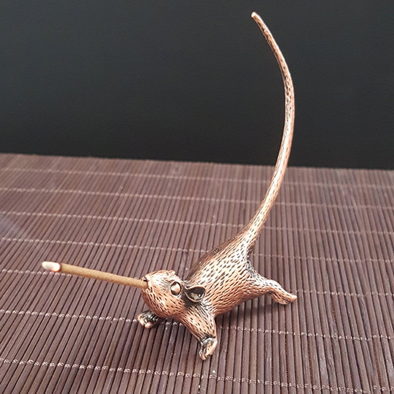 Mouse Shape Incense Holder Retro Animal Shape Incense Burner Household Incense Holder Mini Incense Stick Holder for Tearoom Teahouse (Brown) - Image 3