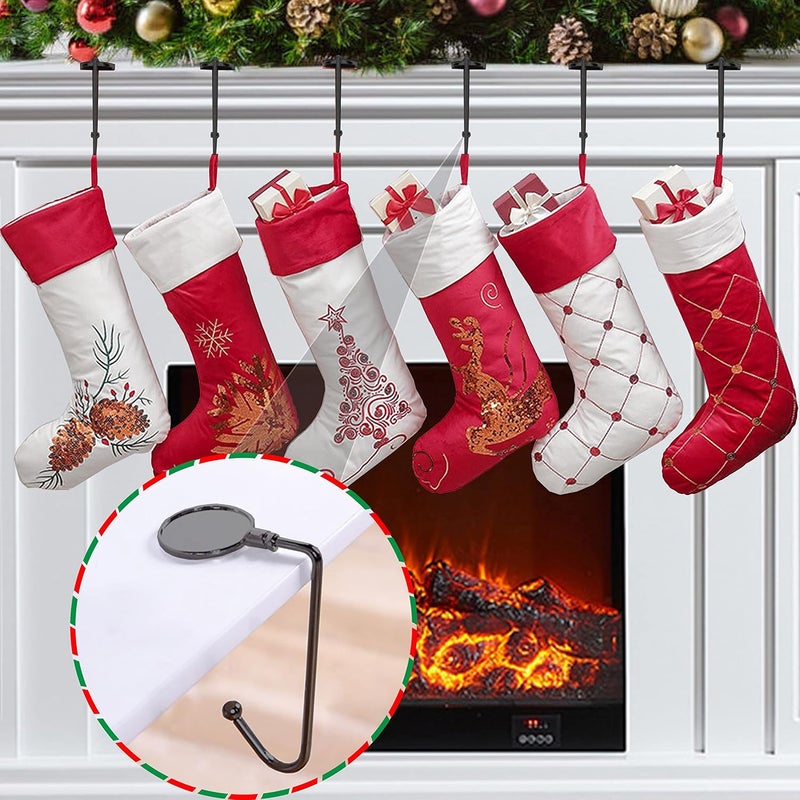 Komotu Christmas Stocking Holders for Mantle, Upgrade Non-Slip Safety Mantel Hooks Hanger Grip Fireplace Hang Hook for Christmas Halloween Party Decoration(Gun Black,6) - Image 2