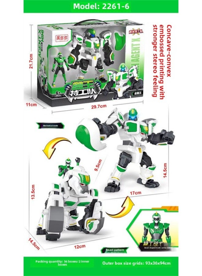 Mini Beast Dinosaur Secret Force Transforming Robot Mecha نموذج تعليمي تحويل ألعاب الأطفال المجمعة عبر الحدود - اللون: 2261-6 (اطلب بمضاعفات 36) - Image 1